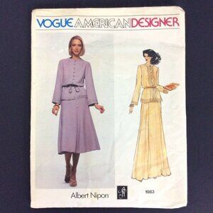Vogue Pattern 1983 Albert Nipon Misses Dress & Belt Size 12 Vintage Uncut